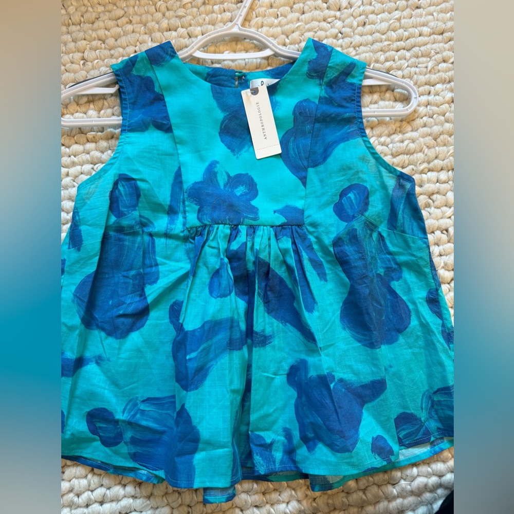 Anthropologie Sleeveless Blouse in Blue Motif